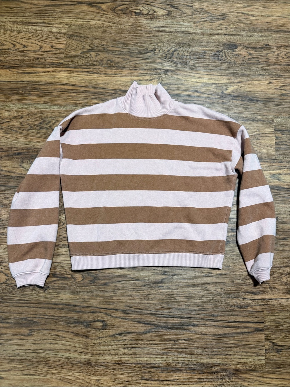 Women's American Eagle Pink and Brown Striped Turtleneck Sweater size XS